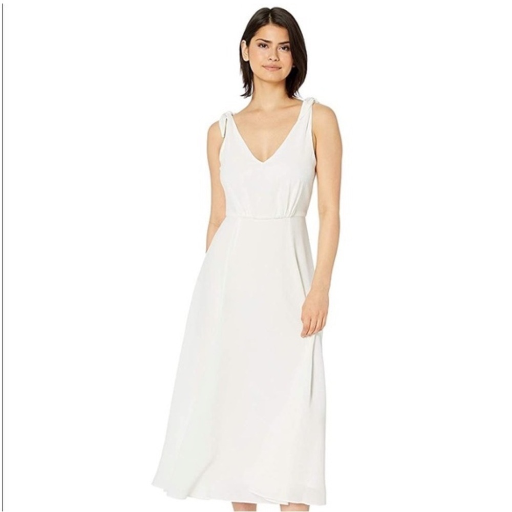 NWT BETSEY JOHNSON White Tie Shoulder V Neck Maxi Dress